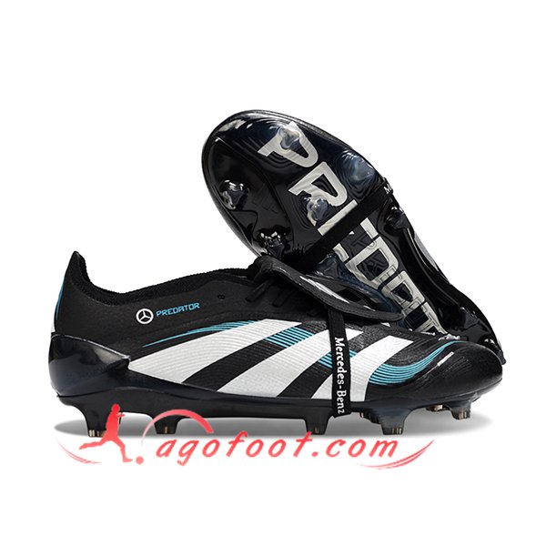 Adidas Chaussures de Foot 25 Predator Elite Tongue FG Noir/Blanc/Bleu