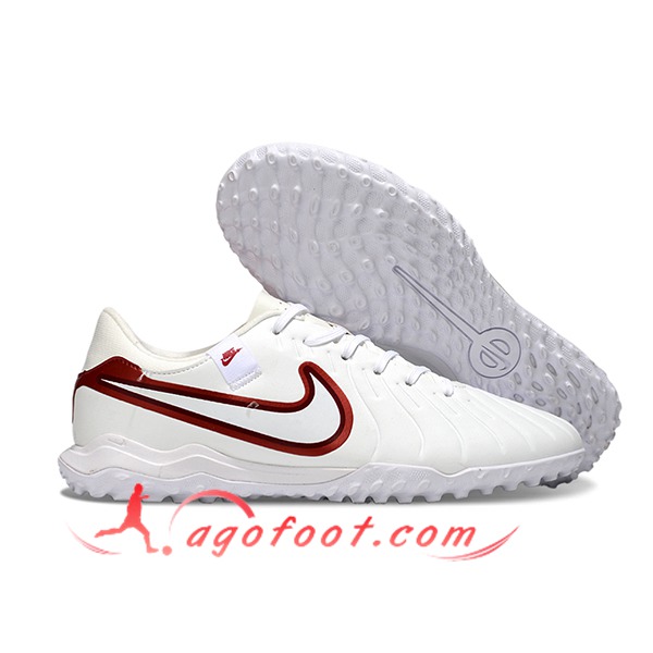 Nike Chaussures de Foot Tiempo Legend X Academy TF Blanc/Rouge
