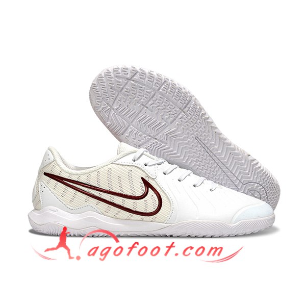 Nike Chaussures de Foot Legend 10 Academy IC Blanc/Beige/Rouge