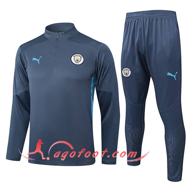 Ensemble Survetement de Foot Manchester City Gris/Bleu 2025/2026
