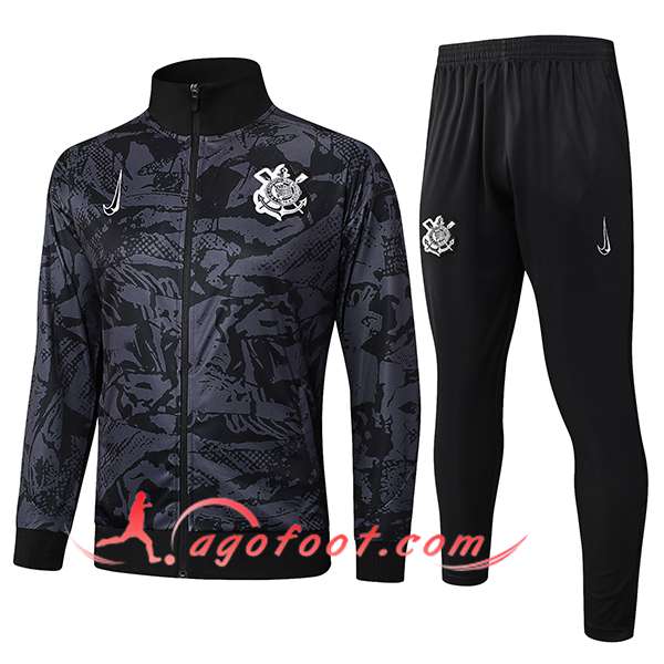 Ensemble Survetement de Foot Veste Foot Corinthians Gris/Noir 2025/2026