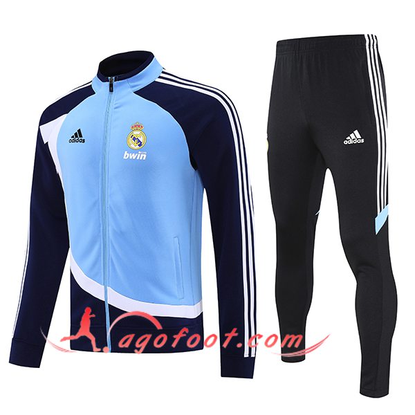 Ensemble Survetement de Foot Veste Foot Real Madrid Bleu/Blanc 2025/2026