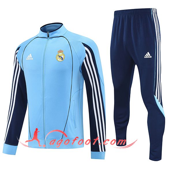 Ensemble Survetement de Foot Veste Foot Real Madrid Bleu/Blanc 2025/2026 -02