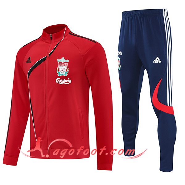Ensemble Survetement de Foot Veste Foot FC Liverpool Rouge/Noir 2025/2026