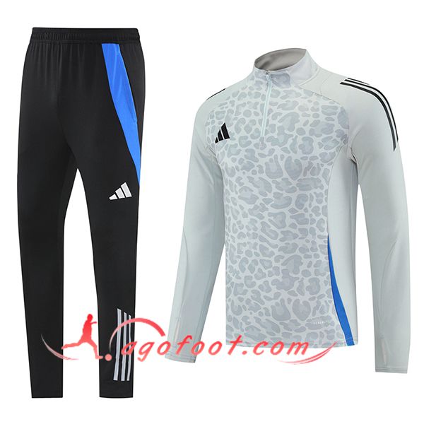Ensemble Survetement de Foot Adidas Gris/Noir/Bleu 2025/2026