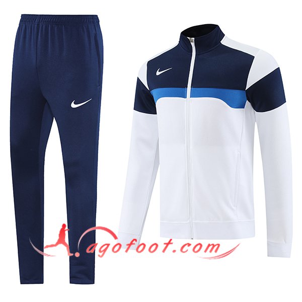 Ensemble Survetement de Foot Veste Foot Nike Blanc/Bleu 2025/2026