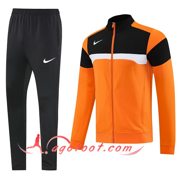 Ensemble Survetement de Foot Veste Foot Nike Orange/Noir/Blanc 2025/2026