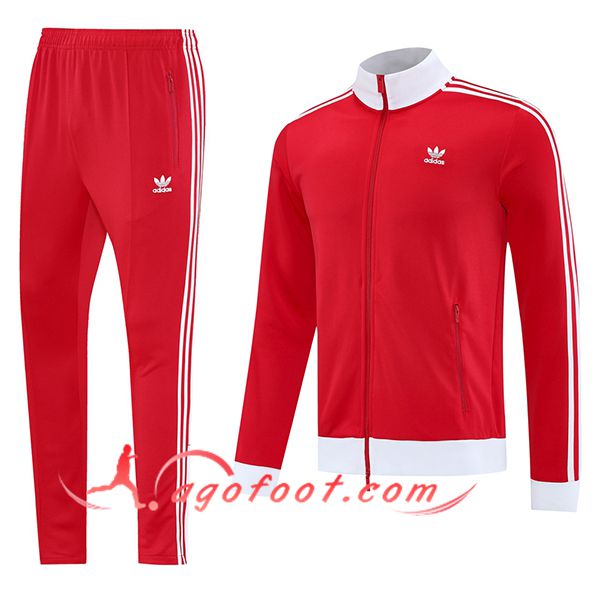 Ensemble Survetement de Foot Veste Foot Adidas Rouge/Blanc 2025/2026