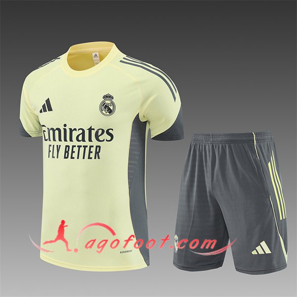 Ensemble Training T-Shirts Real Madrid Enfant Jaune/Gris 2025/2026