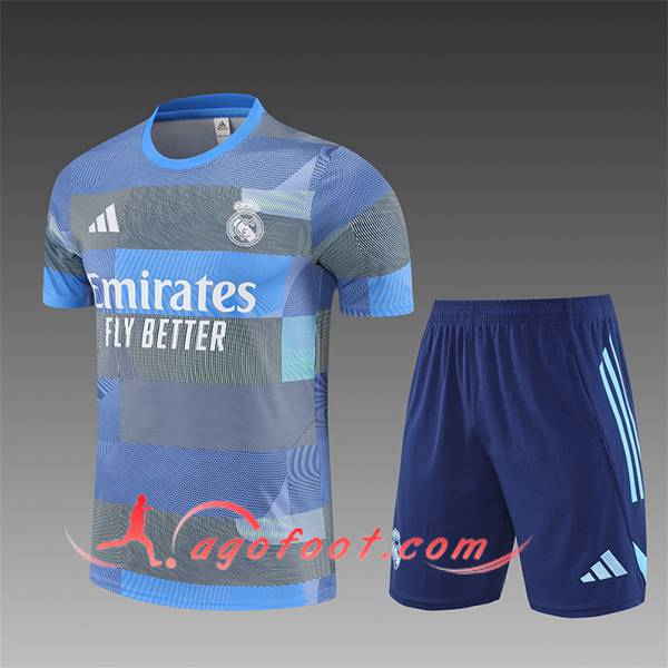 Ensemble Training T-Shirts Real Madrid Enfant Bleu/Gris 2025/2026