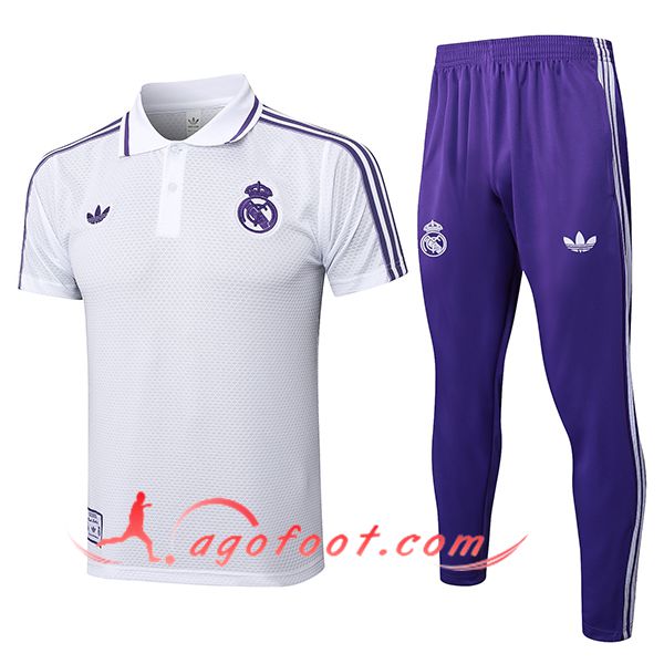 Ensemble Polo Foot Real Madrid Blanc/Pourpre 2025/2026