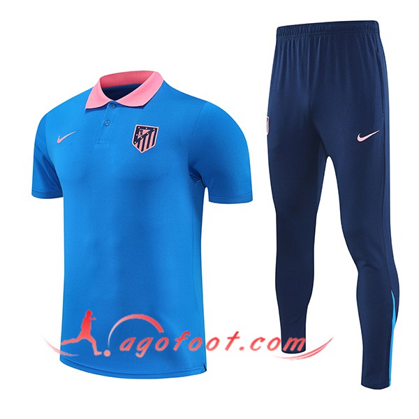 Ensemble Polo Foot Atletico Madrid Bleu/Rose 2025/2026