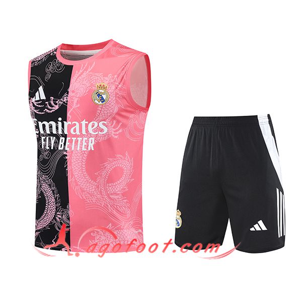 Ensemble Training Debardeur Real Madrid Noir/Rose 2025/2026