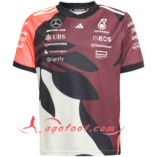 T-Shirt Mercedes Benz F1 Team Blanc/Brun/Noir/Orange 2025