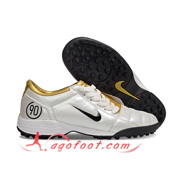 Nike Chaussures de Foot T90 TF Gris/Jaune/Noir