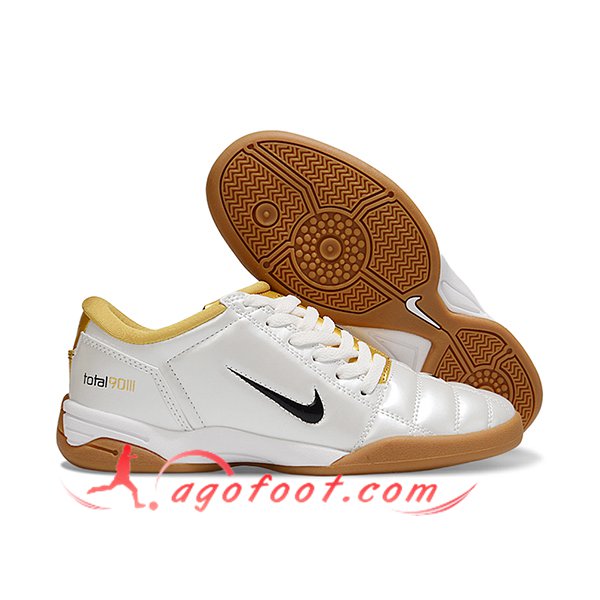 Nike Chaussures de Foot T90 IC Blanc/Jaune/Noir