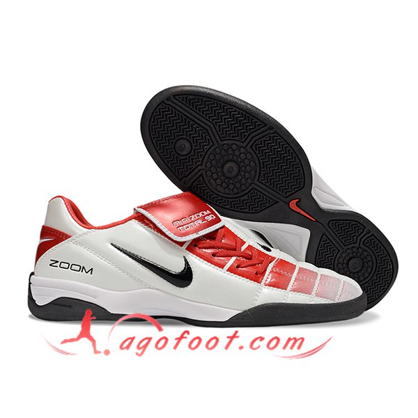 Nike Chaussures de Foot T90 TF Blanc/Rouge/Noir