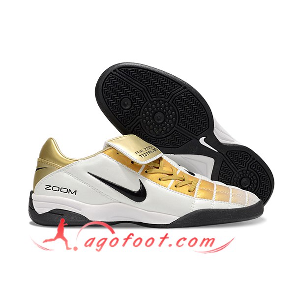 Nike Chaussures de Foot T90 TF Blanc/Jaune/Noir