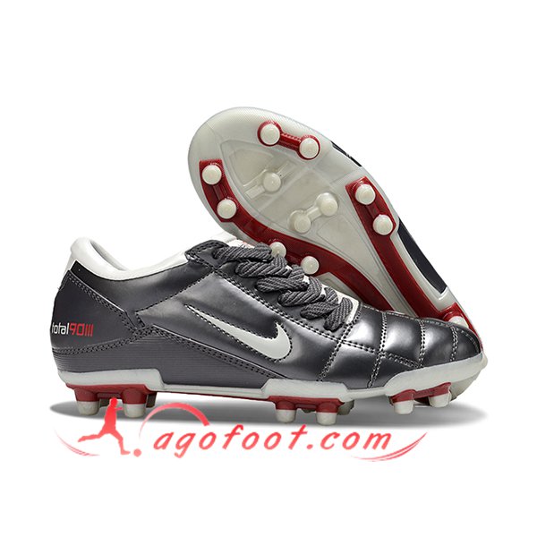 Nike Chaussures de Foot T90 FG Gris/Rouge