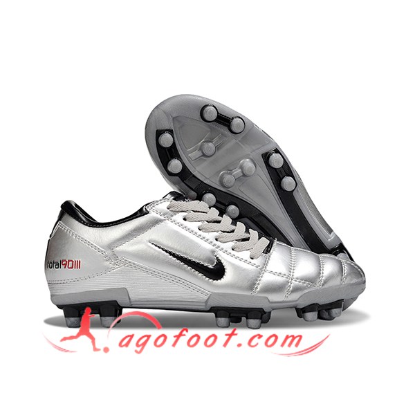 Nike Chaussures de Foot T90 FG Gris/Noir -02