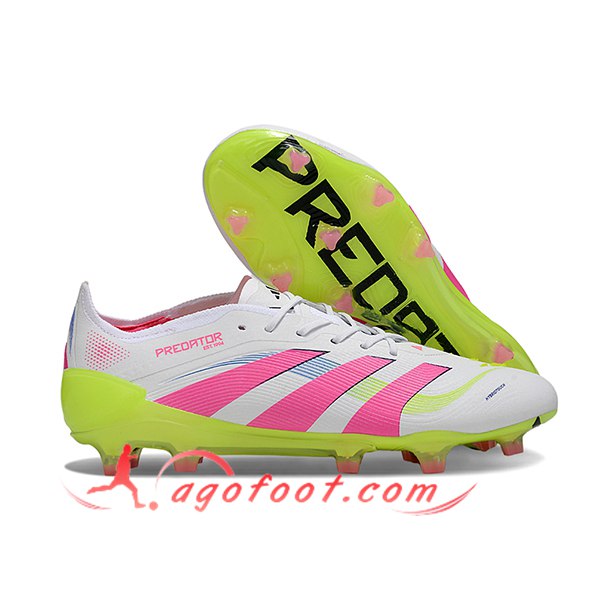Adidas Chaussures de Foot 25 Predator Elite FG Blanc/Rose/Vert