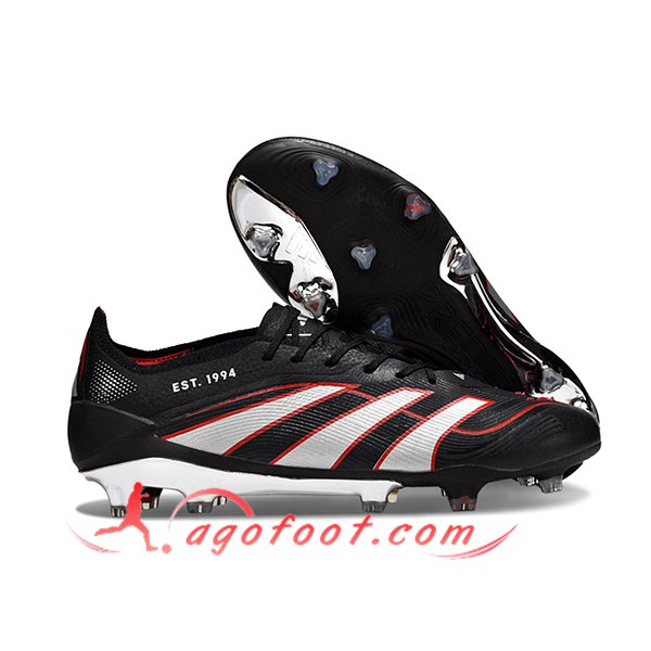 Adidas Chaussures de Foot 25 Predator Elite FG Noir/Blanc/Rouge
