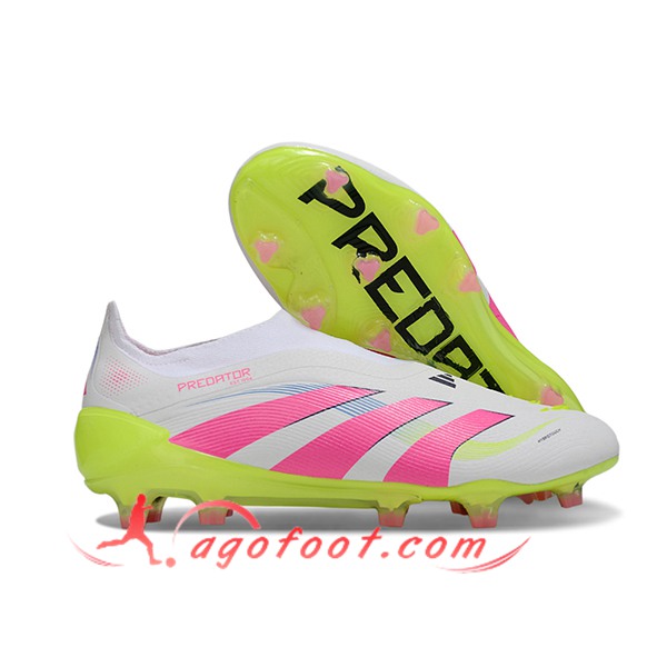 Adidas Chaussures de Foot 25 Predator Elite LL FG Blanc/Rose/Vert