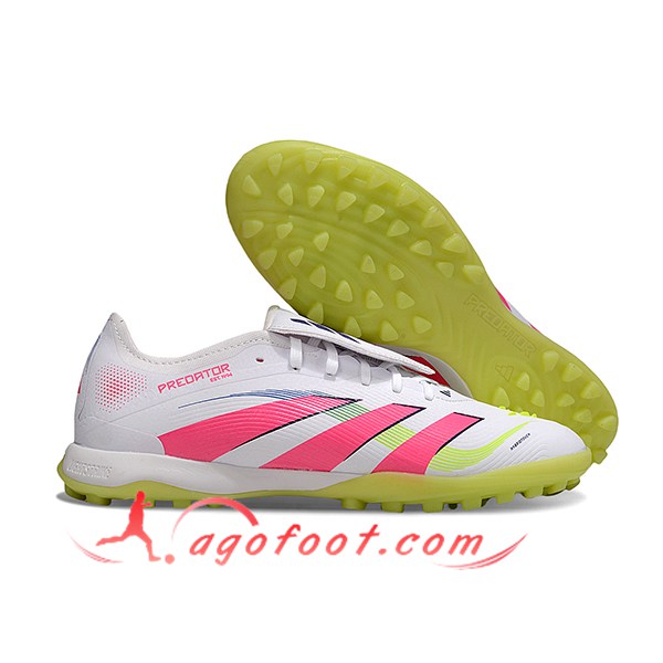 Adidas Chaussures de Foot PREDATOR LEAGUE FT TURF Blanc/Rose/Vert