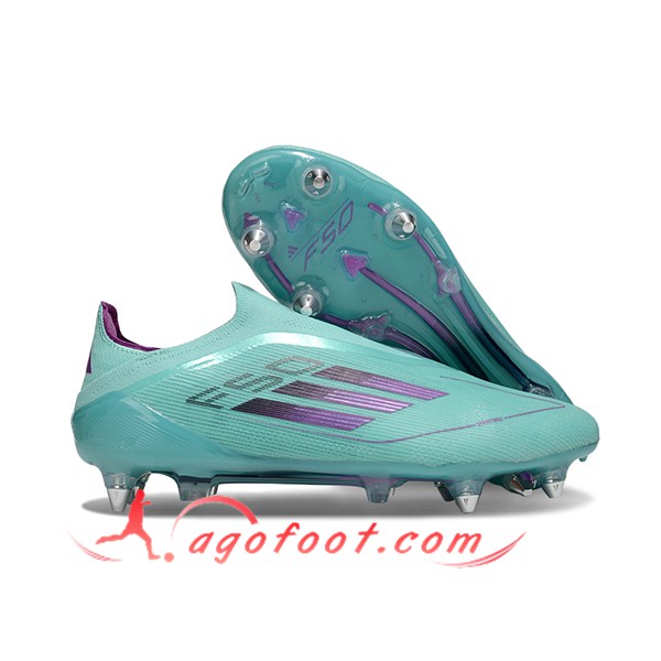 Adidas Chaussures de Foot F50 Elite Laceless SG Bleu/Pourpre
