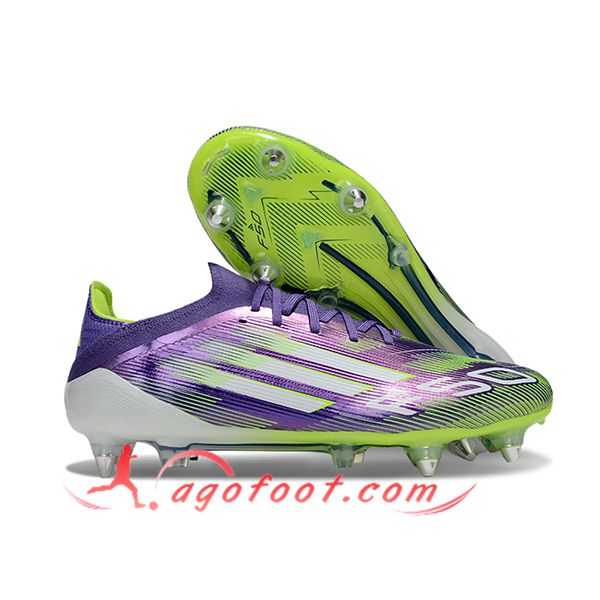 Adidas Chaussures de Foot F50 Elite SG Pourpre/Vert/Blanc