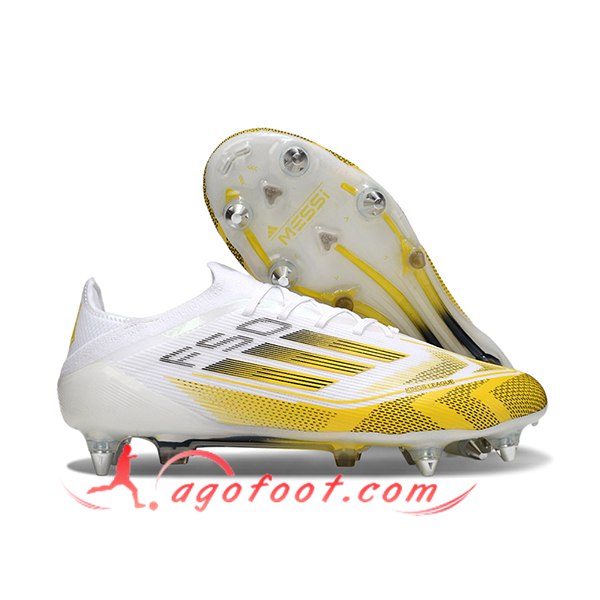 Adidas Chaussures de Foot F50 Elite SG Blanc/Jaune