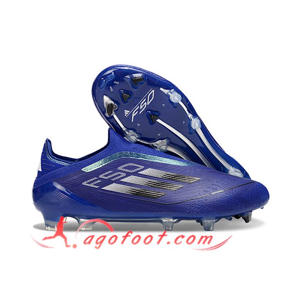 Adidas Chaussures de Foot F50 Elite Laceless FG Bleu