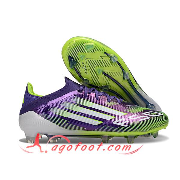 Adidas Chaussures de Foot F50 Elite FG Pourpre/Vert/Blanc
