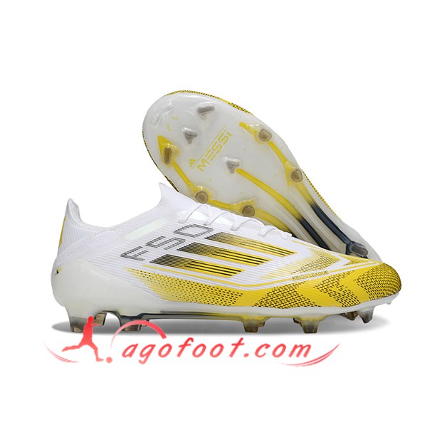 Adidas Chaussures de Foot F50 Elite FG Blanc/Jaune