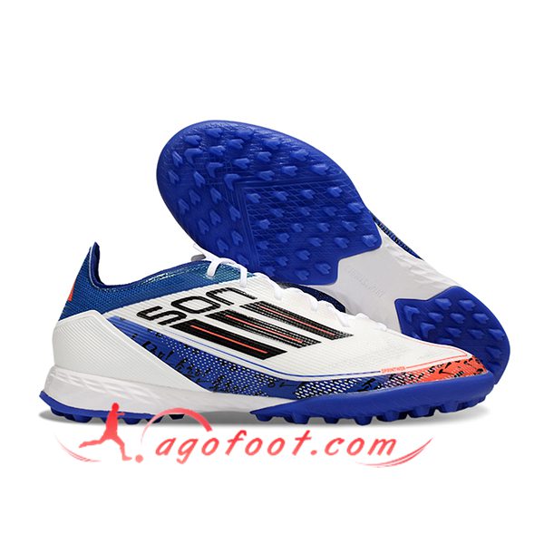Adidas Chaussures de Foot F50 PRO TF Blanc/Bleu/Noir