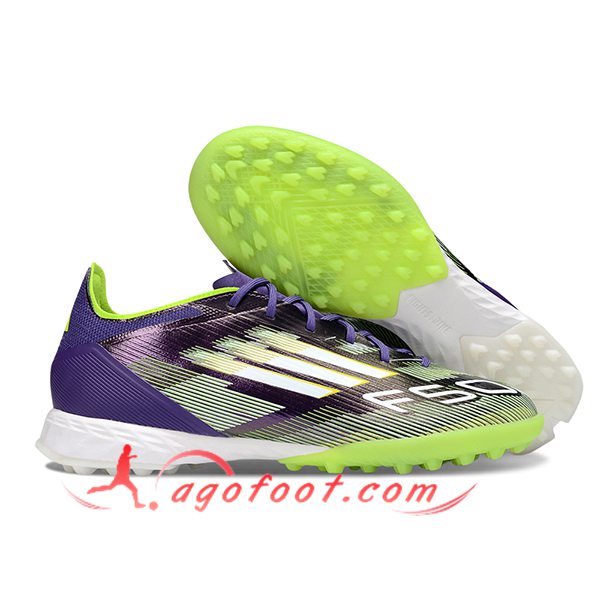 Adidas Chaussures de Foot F50 PRO TF Pourpre/Vert/Blanc