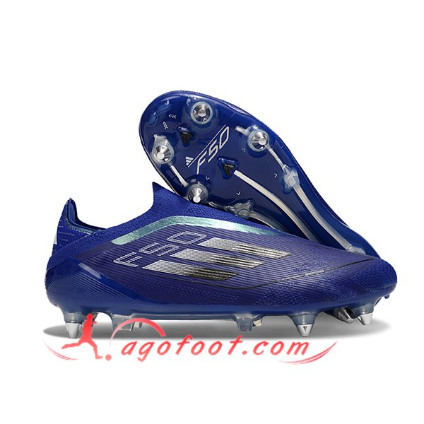 Adidas Chaussures de Foot F50 Elite Laceless SG Bleu