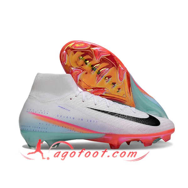 Nike Chaussures de Foot Air Zoom Mercurial Superfly IIX Elite FG Blanc/Bleu/Noir/Rose