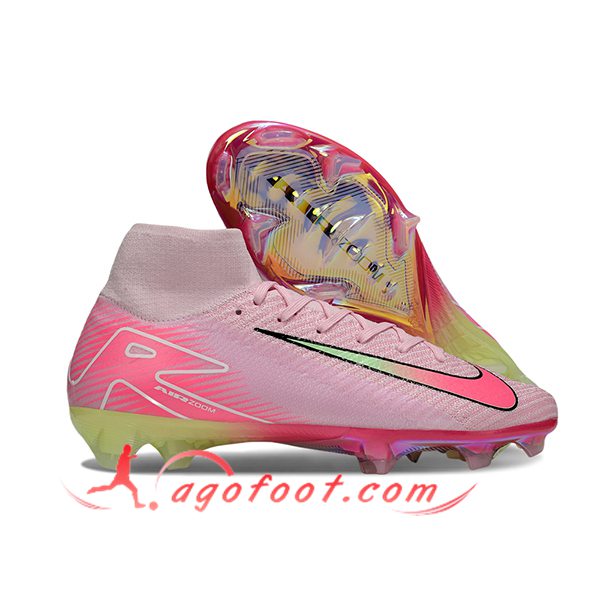 Nike Chaussures de Foot Air Zoom Mercurial Superfly IIX Elite FG Rose/Vert