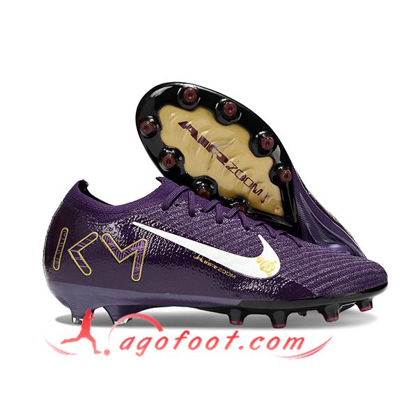 Nike Chaussures de Foot AIR Zoom Mercurial Vapor 16 Elite XXV AG Pourpre/Blanc/Jaune
