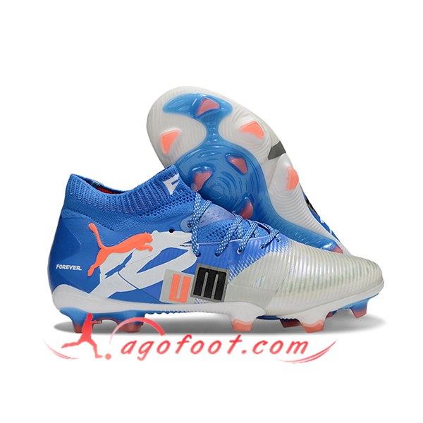 PUMA Chaussures de Foot FUTURE 8 ULTIMATE FG/AG Bleu/Gris/Blanc -02