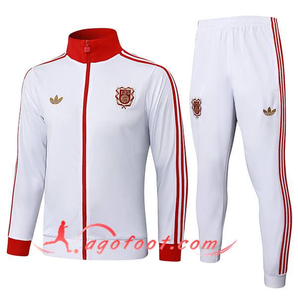 Ensemble Survetement de Foot Veste Foot Bayern Munich Blanc/Rouge 2025/2026