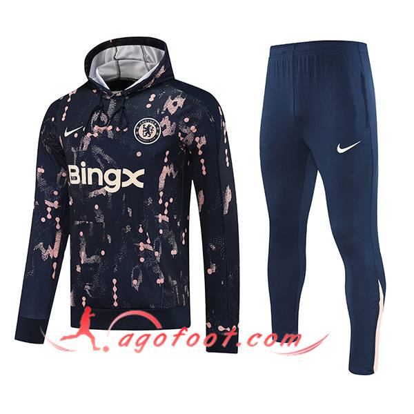 Ensemble Survetement Veste A Capuche FC Chelsea Bleu/Rose 2025/2026