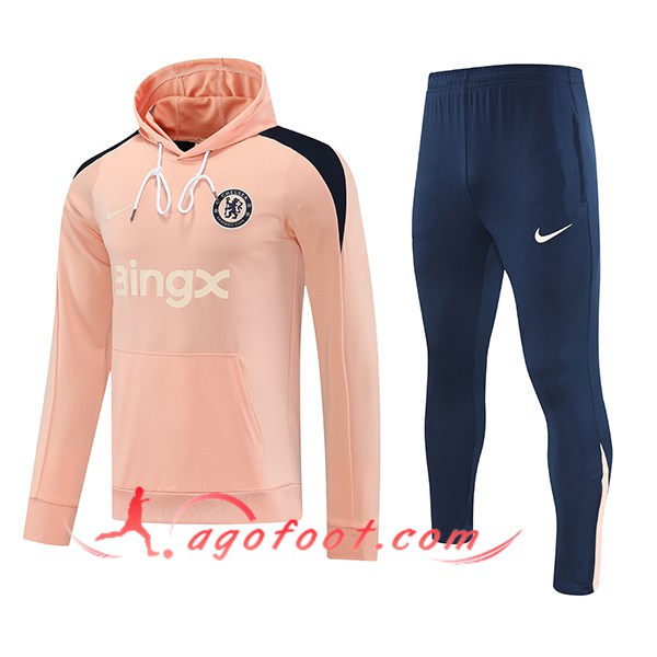 Ensemble Survetement Veste A Capuche FC Chelsea Rose/Noir 2025/2026