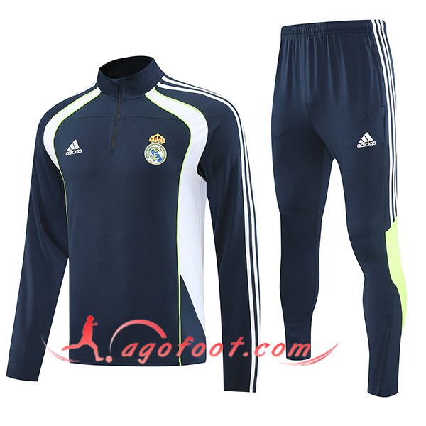 Ensemble Survetement de Foot Real Madrid Bleu/Blanc/Vert 2025/2026