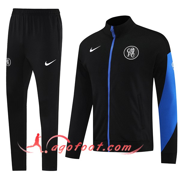 Ensemble Survetement de Foot Veste Foot FC Chelsea Noir/Bleu 2025/2026