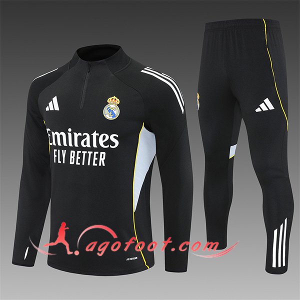 Ensemble Survetement de Foot Foot Real Madrid Enfant Noir 2025/2026