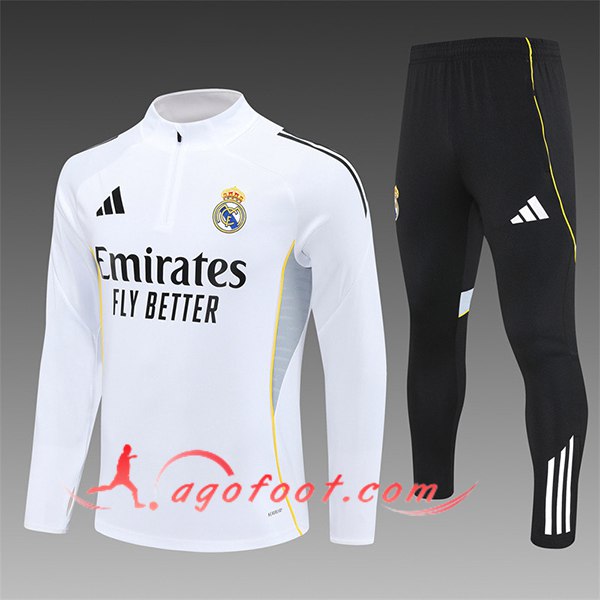 Ensemble Survetement de Foot Foot Real Madrid Enfant Blanc 2025/2026