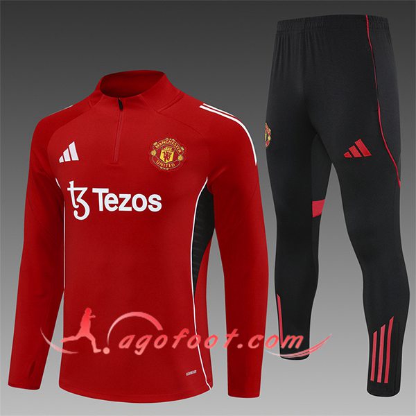 Ensemble Survetement de Foot Foot Manchester United Enfant Rouge 2025/2026