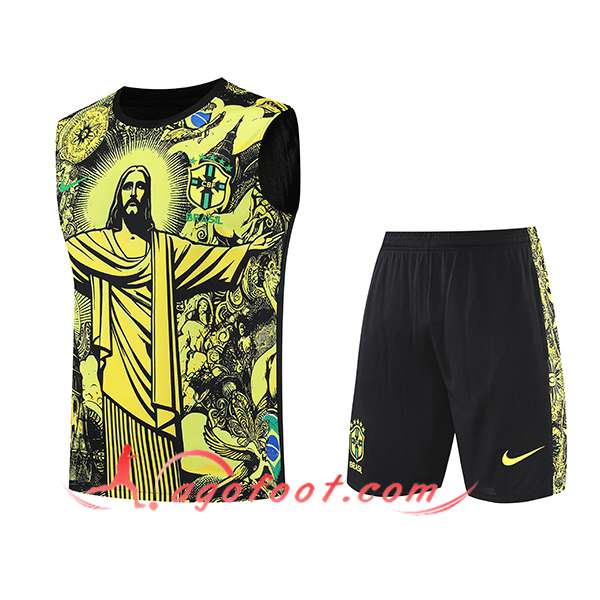 Ensemble Training Debardeur Brésil Enfant Jaune/Noir 2025/2026